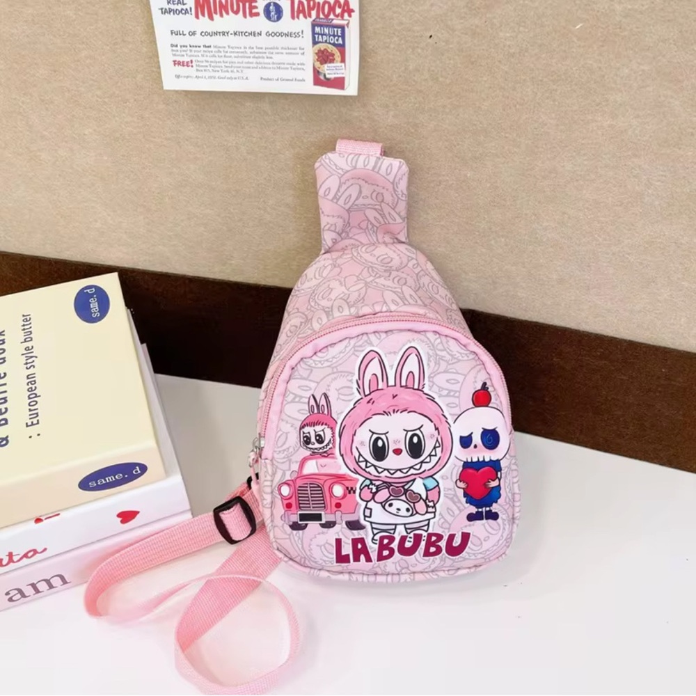 Labubu Shoulder Bag for Kids Assorted Colors, Single Labubu Pink